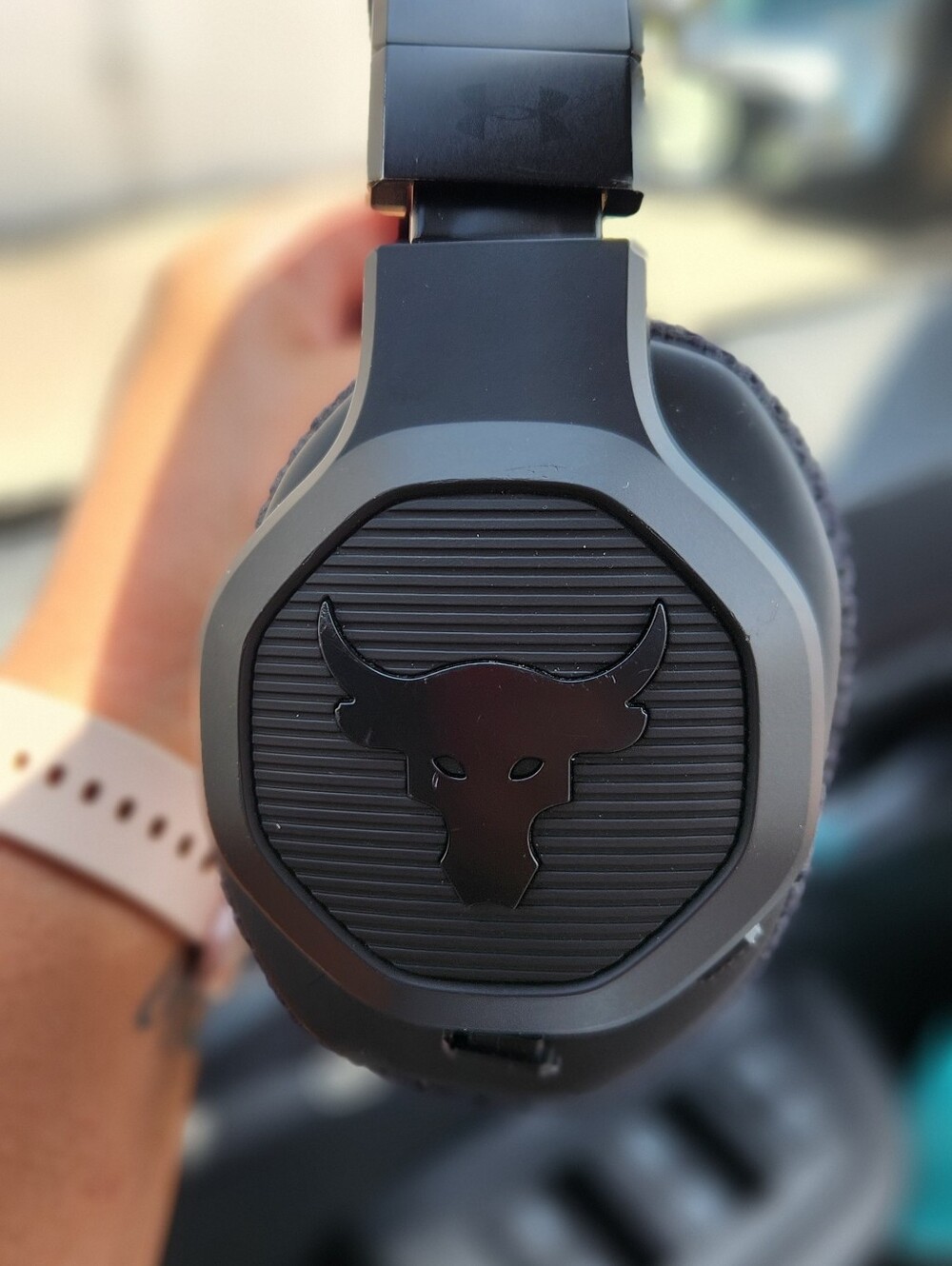Under Armour Matte Black Over-Ear Headphones with Bull Logo